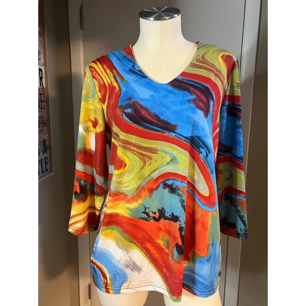 nwt polyester womens dress blouse ny modes crystal 3/4 sleeve neck choose sizes